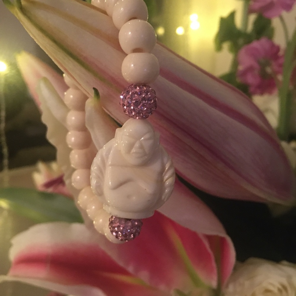 Buddha Bracelet Pink & White